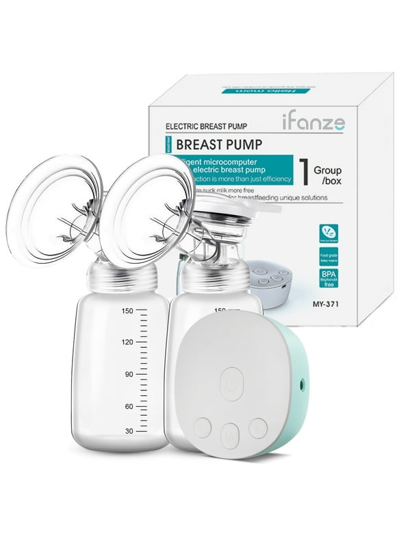 iFanze Double Electric Breast Pump, Portable Low Noise Breast Pumps Hands Free with 2 Anti-Overflow Milk Bottle and 3 Modes 9 Levels, Green