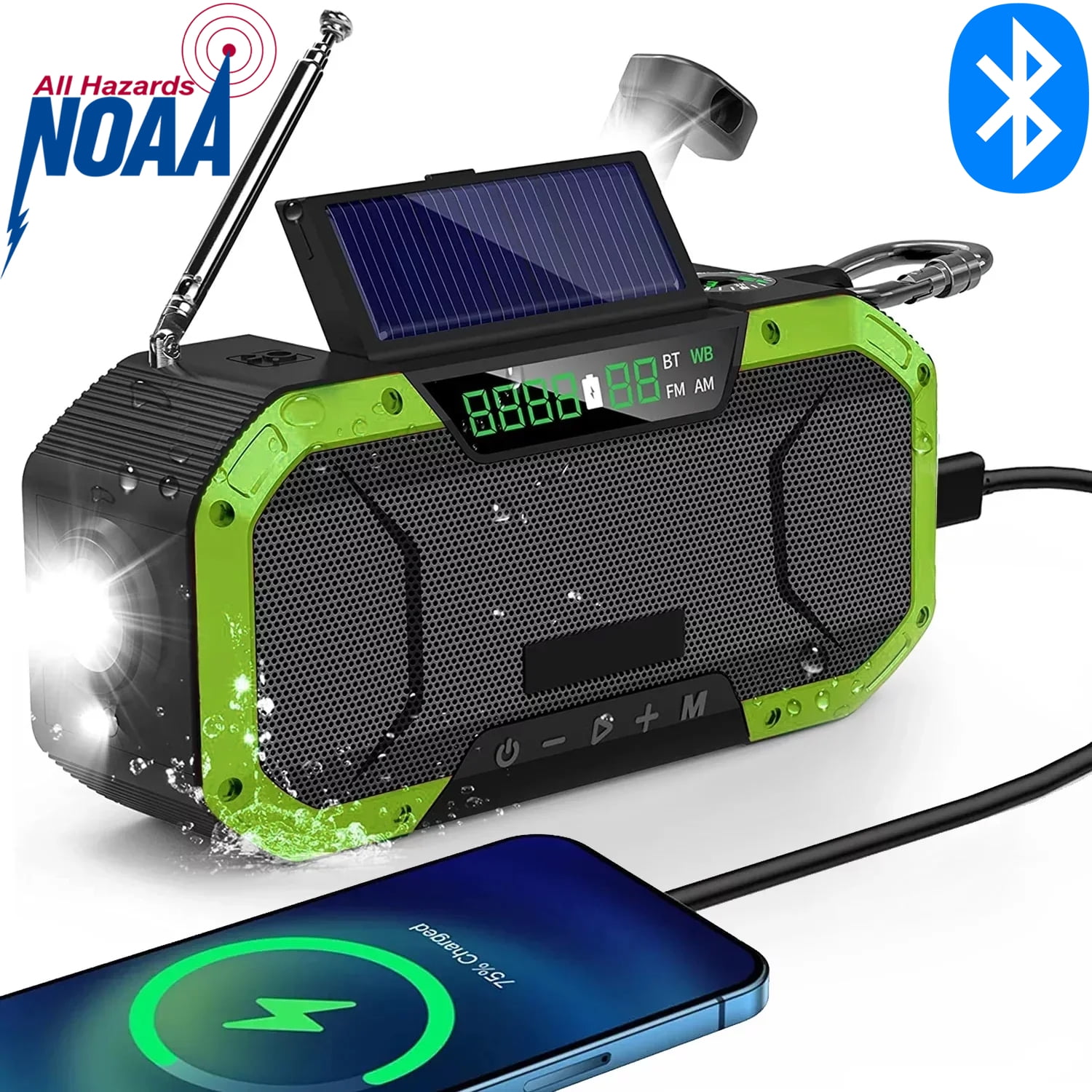 TSV Hand Crank Emergency Radio, Portable Radio Solar Powerd AM FM WB NOAA  Weather Radio with Flashlight, Cell Phone Charge, SOS Alarm
