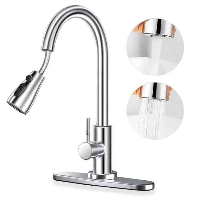 iFanze Kitchen Faucet with PullOut Spray, 360° Swivel High Spout, 2