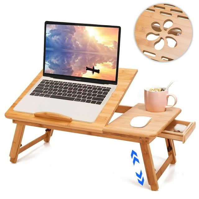 iFanze Lap Desk, Naturally Bed Desk, Laptop Table for Bed, Bamboo