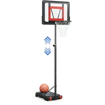 iFanze Portable Basketball Hoop Outdoor, 33in Basketball Goals 5-7Ft Height Adjustable PVC Basketball Hoop Goals for Kids Toddlers Play Indoor Outdoor