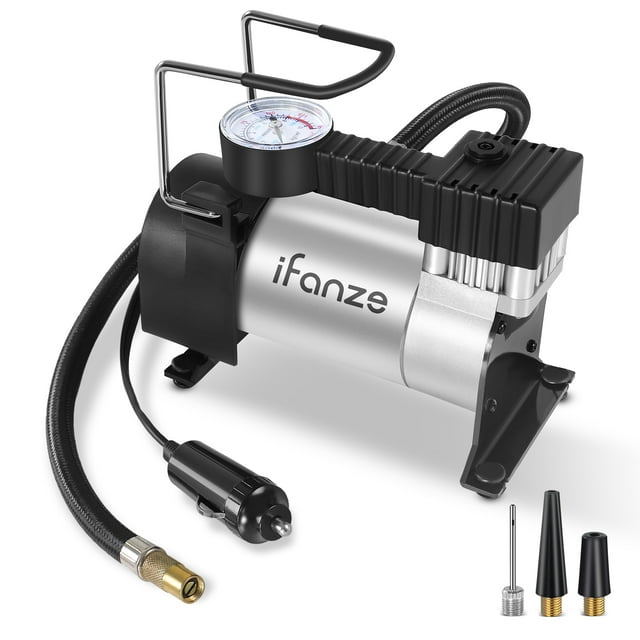 iFanze Tire Inflator Portable Air Compressor Pump DC 12V Tire Inflator for Car, Air Pumps with Mechanical Pressure Gauge for Car, Bicycle, Motorcycle, Basketball