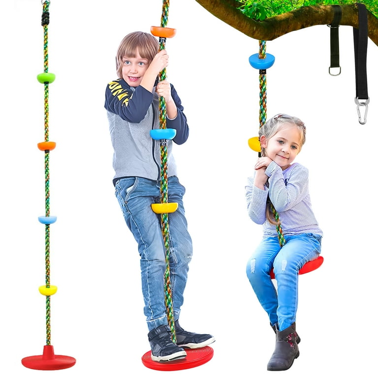 iFanze Tree Swing for Kids, 3-in-1 Climbing Rope with Platforms and Disc  Seat Swing Set, Indoor Outdoor Swing for Treehouse Backyard Playground, 1  Pack, Red 
