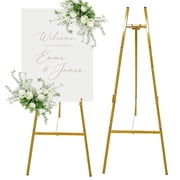 iFaveorr Easel Stand for Sign, Heavy Duty Metal Display Stand, Adjustable 4-Tier, for Wedding, Art, Poster, 54", Gold