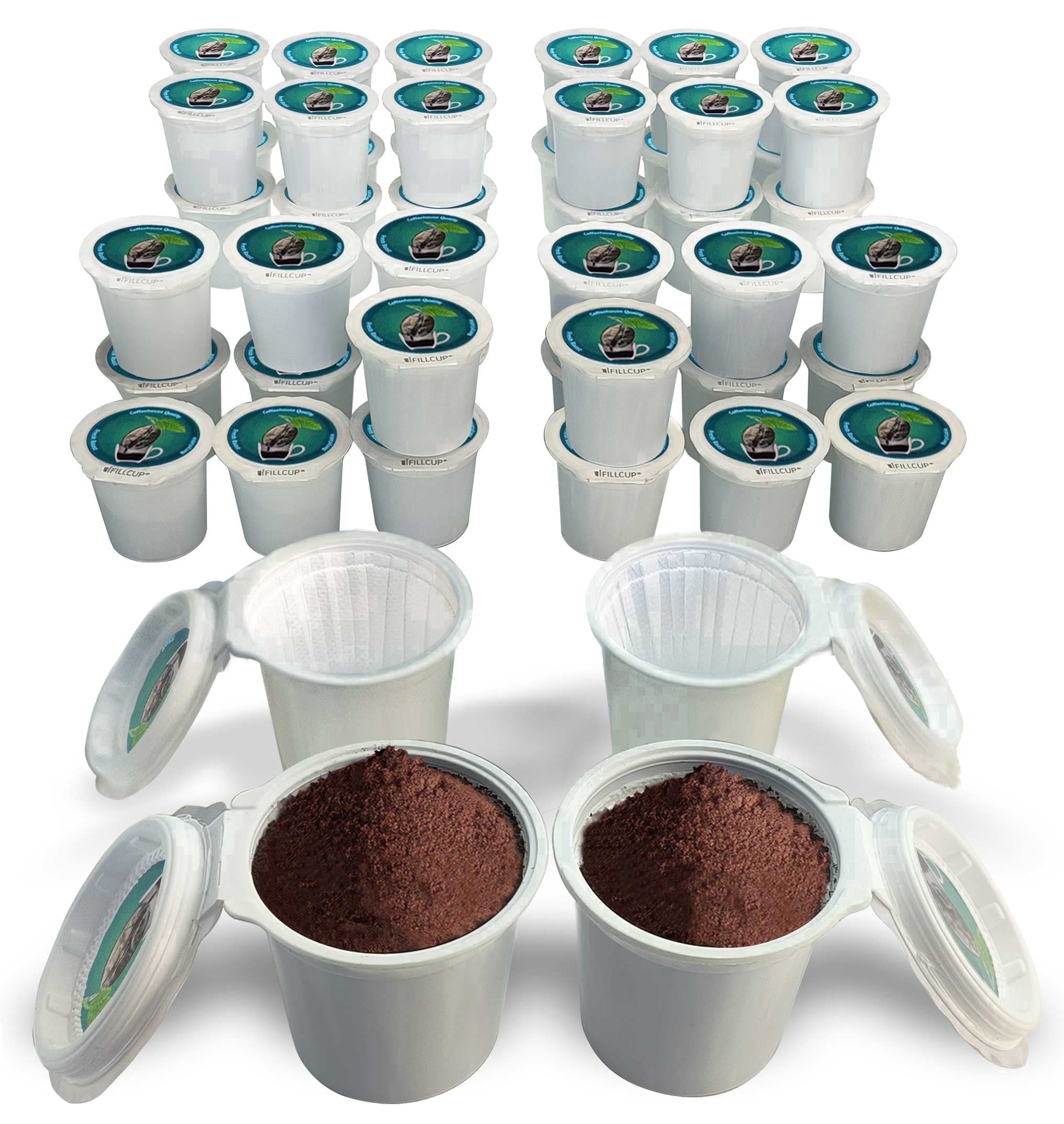 48 iFillCup Fillable K Cups - Ultrafine Filters for Sediment-Free Brewing, Universal K Cup Brewer Compatibility, DeepBrew Filter Holds 50% More Coffee for Stronger and Bigger Brews (Green)