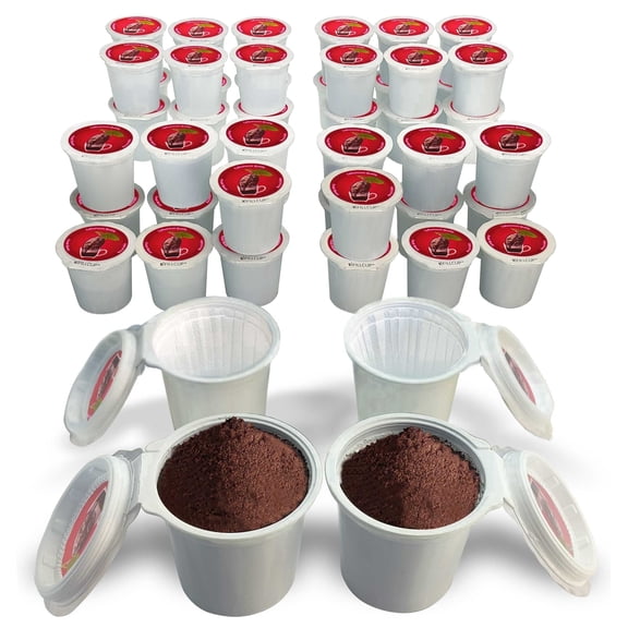 48 iFillCup Fillable K Cups - Ultrafine Filters for Sediment-Free Brewing, Universal K Cup Brewer Compatibility, DeepBrew Filter Holds 50% More Coffee for Stronger and Bigger Brews (Red)