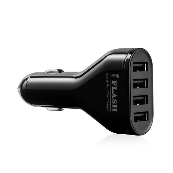 iFlash 48W / 9.6A 4-Port USB Car Charger Compatible with Apple iPhone 11 Pro Max / XS MAX / XR / X / iPhone 6 7 8 Plus, iPad Air Mini, Samsung Galaxy S10 S9 S8 S7 S6 Pus Active & Many More