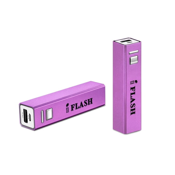 iFlash Mini 2600mAh Ultra-Compact "Lipstick" Size External Battery Pack Charger for iPhone 5 4S 4 3GS, iPod - Purple Color
