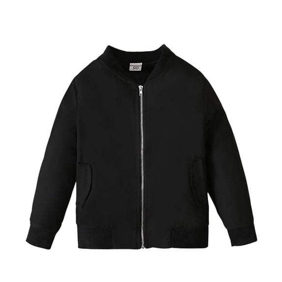 iFshaion Toddler Baby Girls Boys Jacket Solid Color Long Sleeve V Neck Zip Up Coat Winter Fashion Casual Shacket For Boys And Girls Black 18-24 Months