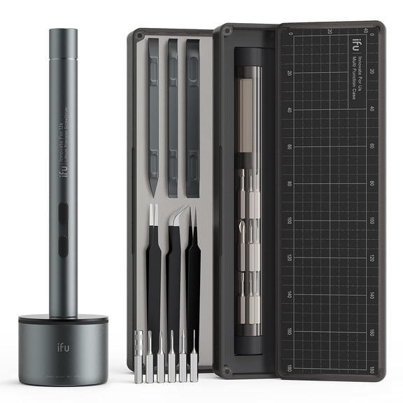 iFu Mini Electric Screwdriver, 42-in-1 Precision Screwdriver Set, Cordless, Magnetic Storage, 5/32''Hex, For Electronics Phone Camera Laptop Watch - Grey