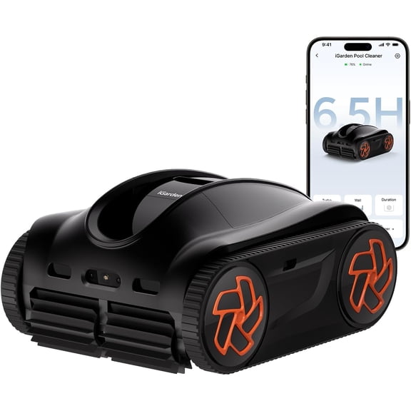iGarden K-AI Series Robotic Pool Cleaner, 6.5H Runtime, Dual-Camera AI Vision, 22,000 LPH, Dual Filtration, AI-Target System, Smart Navigation, Cordless Pool Vacuum Robot for Above & In-Ground Pools