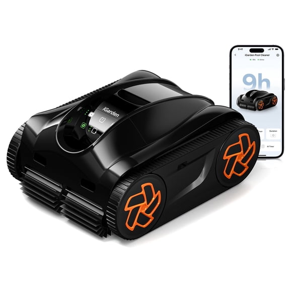 iGarden Pool Cleaner K90, Cordless Pool Vacuum Robot for Inground & Above Ground Pools, Smart Navigation, 9H Runtime, Touchscreen, Self-Parking, Cleans Floor, Wall & Waterline
