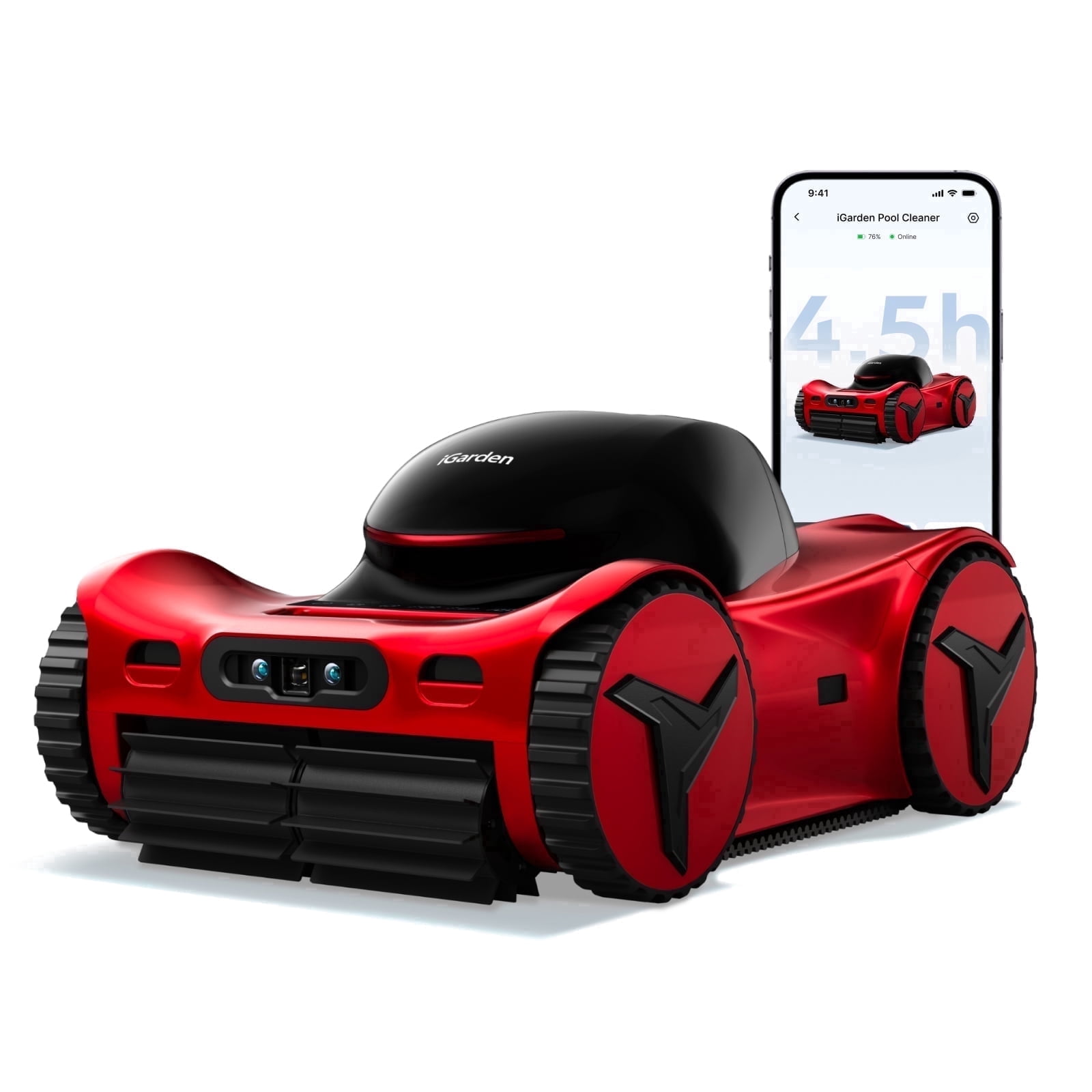 iGarden Robotic Pool Cleaner M1 AI Series, 4.5H Runtime, AI Dual-Camera Vision, 5,019 GPH Suction, Smart Navigation, Wall & Waterline Cleaning
