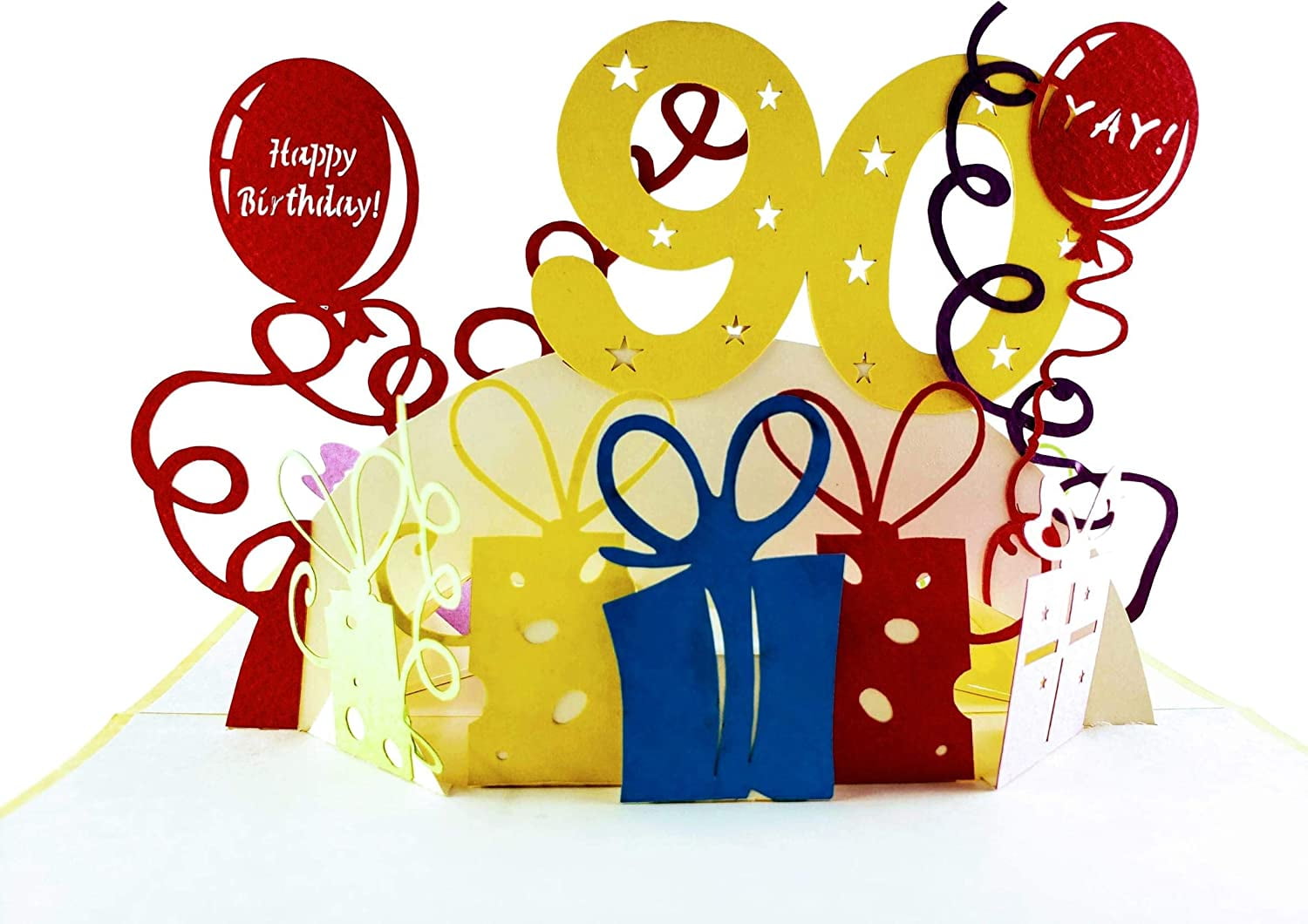 Its And Cards Happy 90th Birthday With Lots Of Presents 3d Pop Up