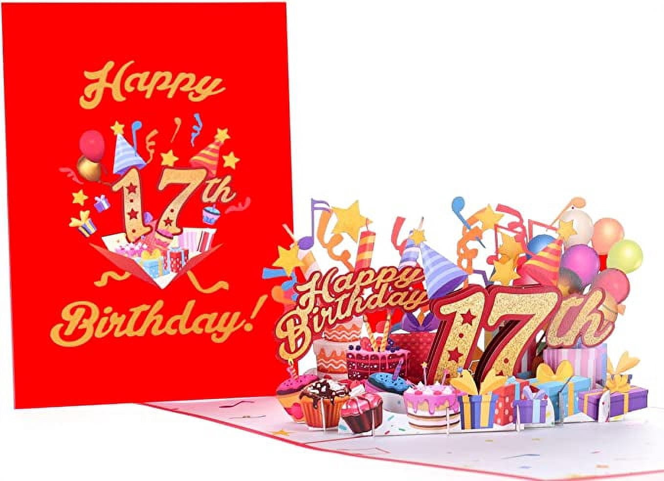 iGifts and Cards Happy 17th Red Birthday 3D Pop up Greeting Card ...