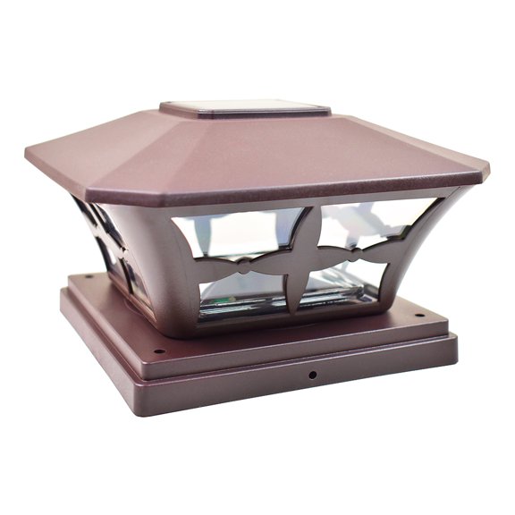 iGlow 1 Pack Black / White Outdoor Garden 6 x 6 Solar SMD LED Post Deck Cap Square Fence Light Landscape PVC Vinyl Wood