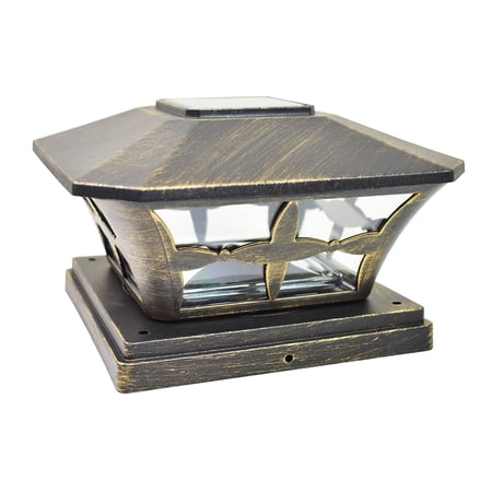 iGlow 1 Pack Black / White Outdoor Garden 6 x 6 Solar SMD LED Post Deck Cap Square Fence Light Landscape PVC Vinyl Wood