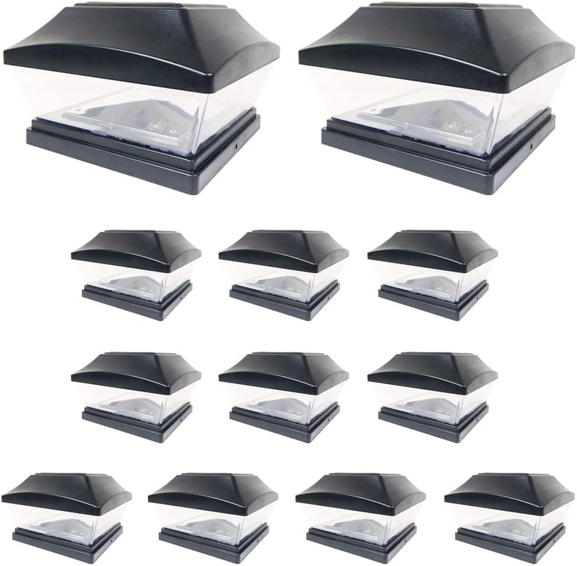 Solar-Powered Black Cap Light For 6x6 Posts - White LED, Dusk-to-Dawn, Outdoor Garden Light 6 thumbnail image