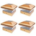 thumbnail image 1 of iGlow 4 Pack Copper / White Outdoor 5 x 5 Solar LED Post Deck Cap Square Fence Light Landscape Lamp Lawn PVC Vinyl Wood, 1 of 4