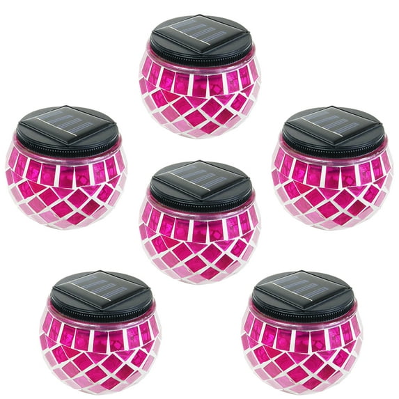 iGlow 6 Pack Outdoor Garden Solar Powered Mosaic Lights Crystal Glass Ball LED Landscape Path Lamp Post Deck Fence