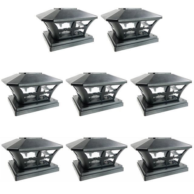 iGlow 8 Pack Black / White Outdoor Garden 6 x 6 Solar SMD LED Post Deck