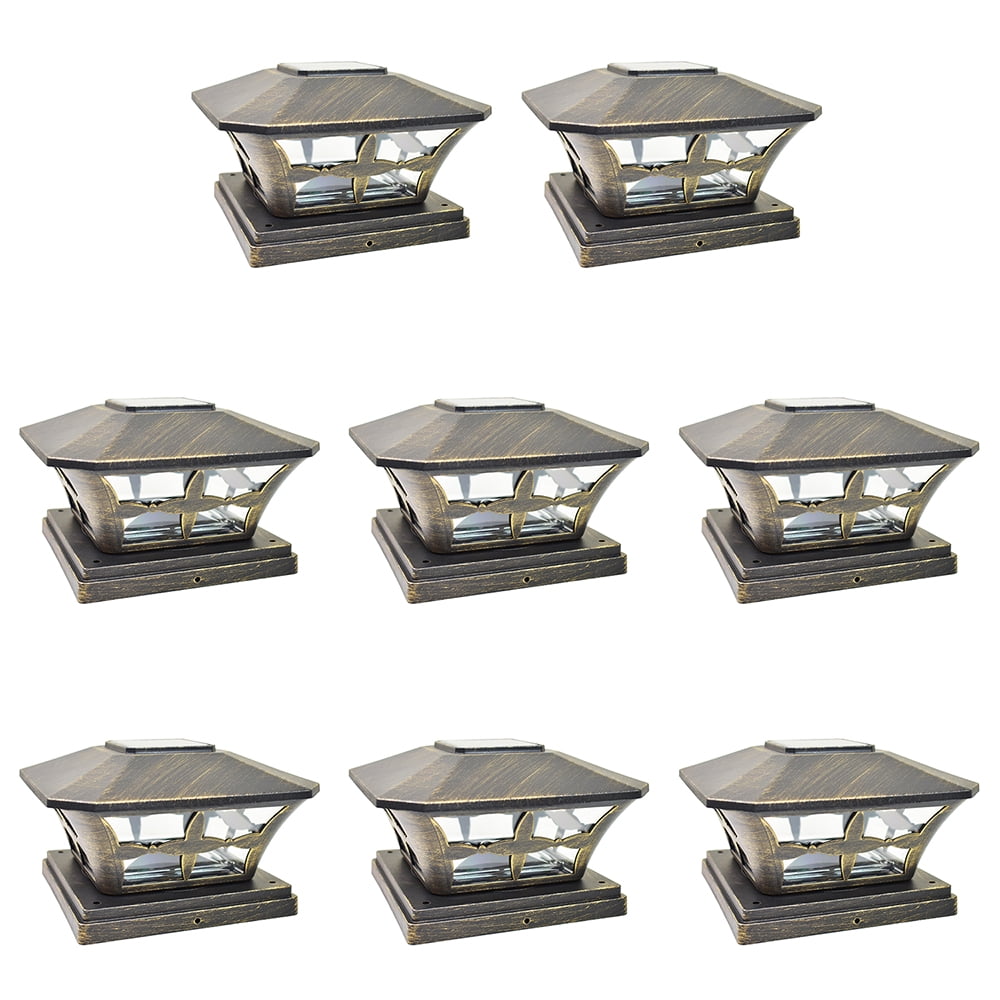 iGlow 8 Pack Black / White Outdoor Garden 6 x 6 Solar SMD LED Post Deck