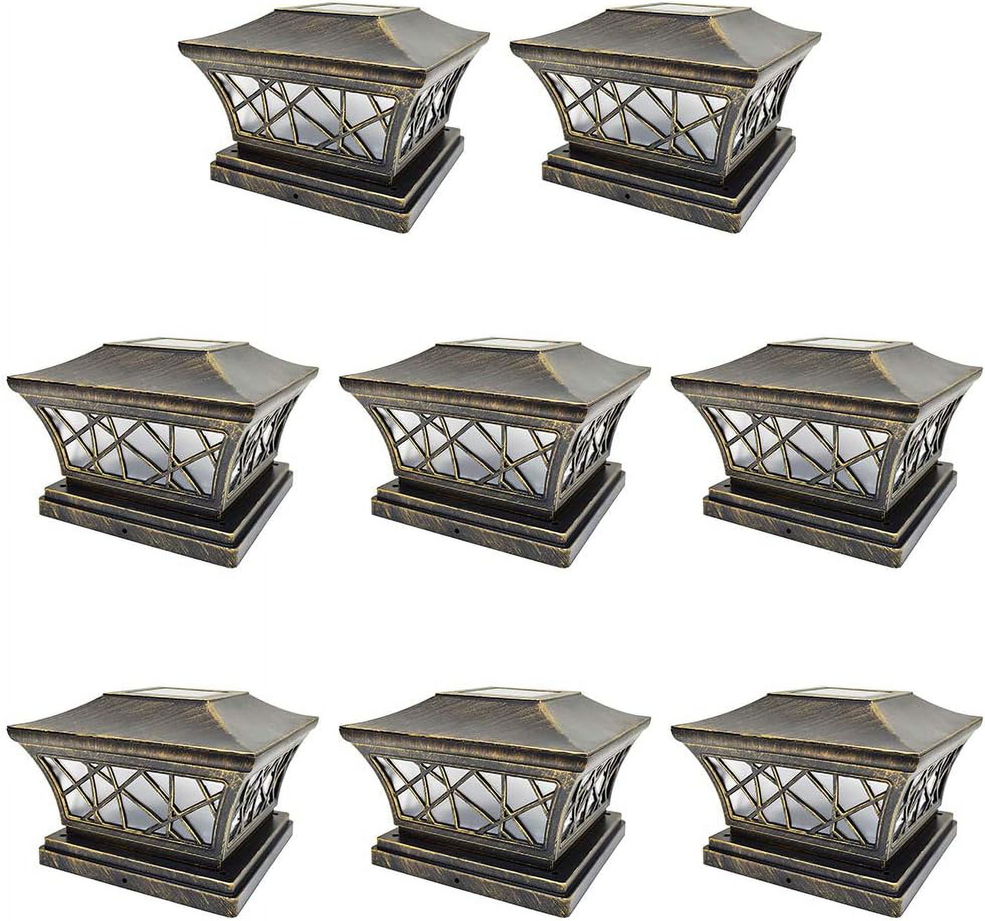 iGlow 8 Pack Vintage Bronze 6 x 6 Solar Post Light Frosted Lens SMD LED ...