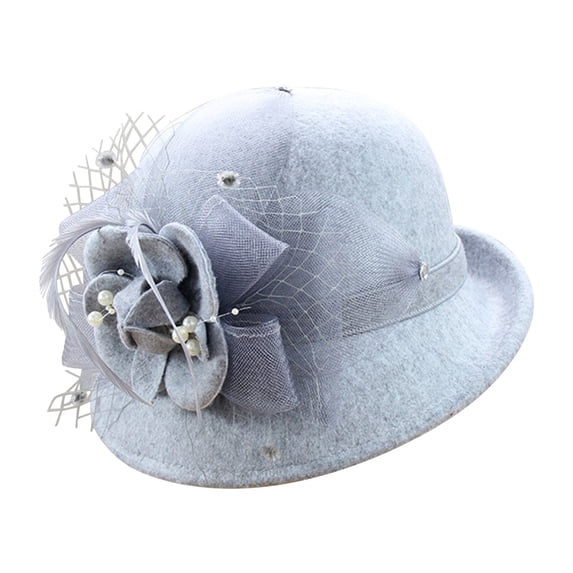 iHPH7 1920s Hat Vintage Hats for Women Dress Hats for Women Fedora Hats for Women Chemo Headwear for Women, Gray A