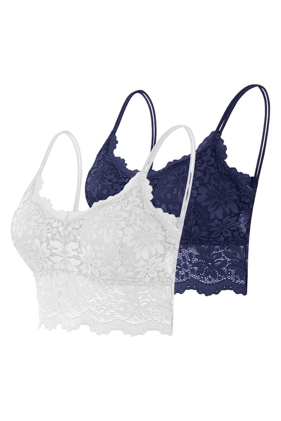 2 Pack Bralettes for Women Lace Spaghetti Strap Tank Top Tube Slim Basic Camisole G M
