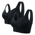thumbnail image 1 of iHPH7 2 Pack Front Closure Bras Front Clasp Convenient Snap Full Coverage Snap Closing Bra Mastectomy Bralettes Push Up Bra Everyday Sleep Bras Comfort Convenient Black 4 36, 1 of 5