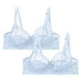 thumbnail image 1 of iHPH7 2 Pack Lace Bras for Women Sheer Balconette Underwire Unlined see through Everyday Bras Light Blue 36, 1 of 9