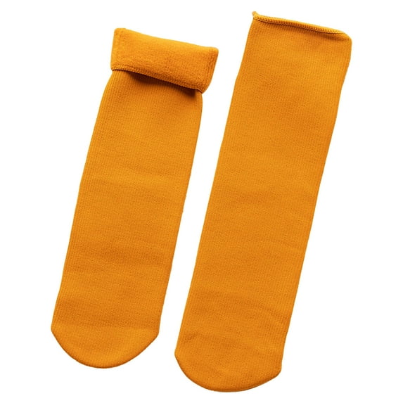 iHPH7 2 Pairs of Socks Fleece Socks Women Womens Warm Socks Fleece Lined Socks Cute Crew Socks for Women Winter Socks for Women Thermal Winter Stockings for Women Above Ankle Socks Women Yellow A