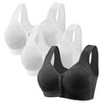 thumbnail image 1 of iHPH7 3 Pack Bras for Women Front Closure Senior Comfort Bras Wireless Bras Front Button Snap Front Bra No Underwire Supportive Convenient Bralettes Everyday Sleep Bras Gray XXL, 1 of 7