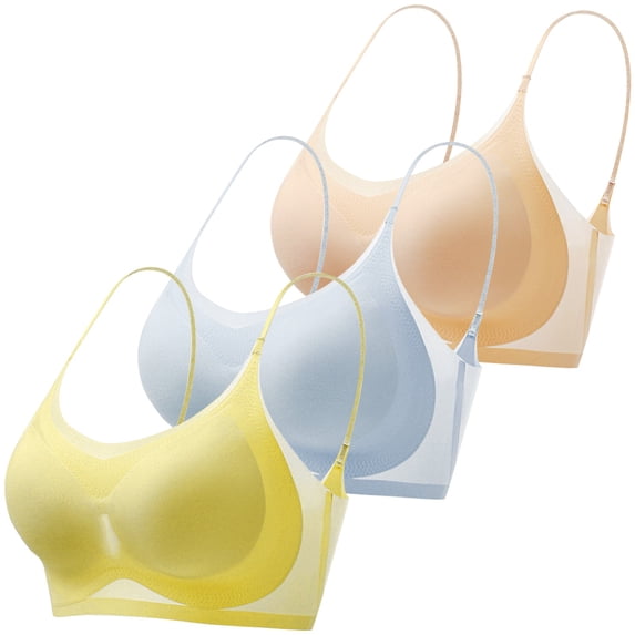 iHPH7 3 Pack Ice Silk Jelly Bras for Women Seamless Mesh Wireless Padded Comfort Bralette Invisible Everyday Lounge Underwear Set M M