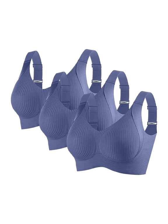 3 Pack Jelly Bras Seamless Wireless Padded Push Up Comfort Bralette Smoothing Everyday Yoga Activewear Athletic Leisure Bra K 3XL