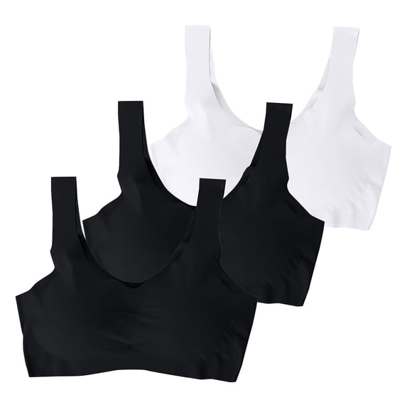 iHPH7 3 Pack Push Up Sports Bras for Women Comfortable Seamless V Neck Wirefree Daily Yoga Lounge Bralette