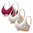 thumbnail image 1 of iHPH7 3 Pack Seamless Bra Sports Bras Full Coverage with Support Stretchy Seamless T-shirt Bras Supportive No Underwire Bras Jelly Bras for Women V Neck Bra Watermelon Red M, 1 of 8