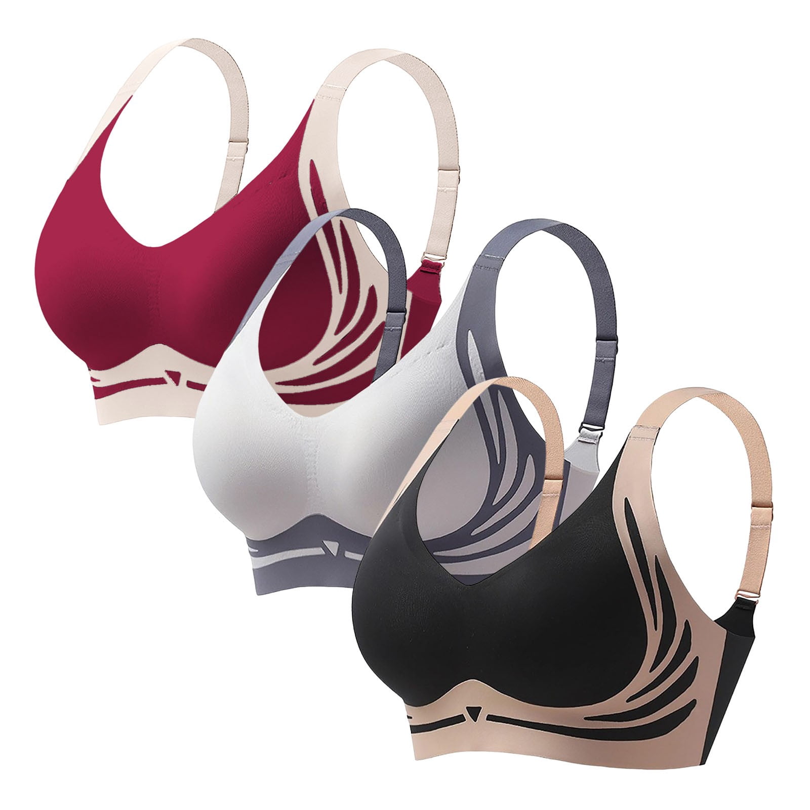 iHPH7 3 Pack Seamless Bras for Women Push Up Bralettes Seamless T-shirt ...