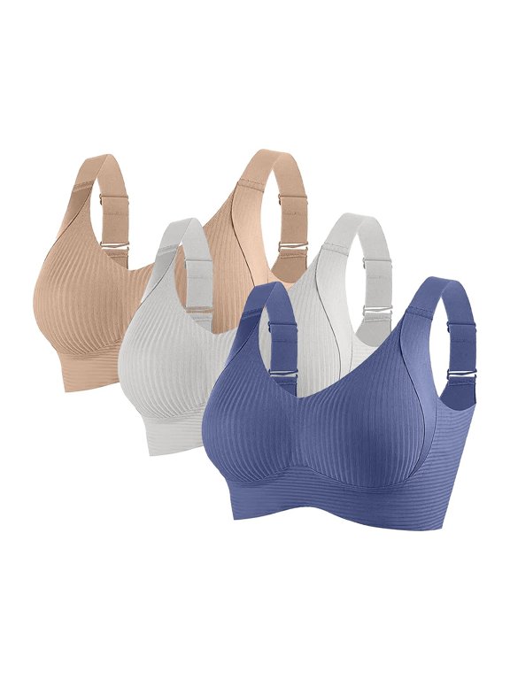 3 Pack Wireless Jelly Bra Seamless Padded Push Up Comfort Bralette Everyday Yoga Activewear Athletic Smoothing Comfort Apparel G XXL