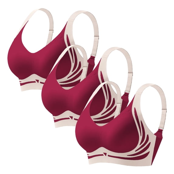 iHPH7 3 Pack Wireless Seamless Bras for Women Everyday Seamless Tshirt Bras Soft Wireless Bralette Supportive No Underwire Bras V Neck Bra Sports Bras Women's Clothing Stretchy Pink XL