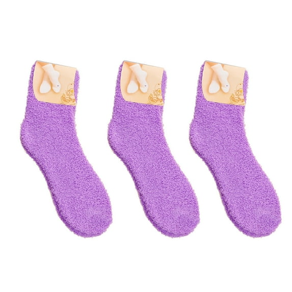 iHPH7 3 Pairs of Fuzzy Socks for Women Thick Crew Socks Women Cute Fuzzy Socks Crew Socks for Women Mid Crew Socks Sleep Socks Slipper Socks Purple One Size