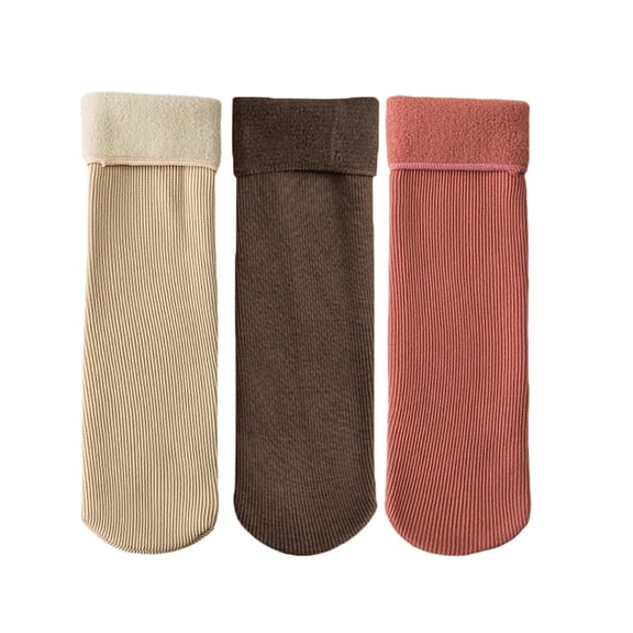 iHPH7 3 Pairs of Socks Fleece Socks Crew Socks Women Fleece Lined Socks Mid Socks Womens Winter Socks Holiday Gift Women Crew Socks D One Size