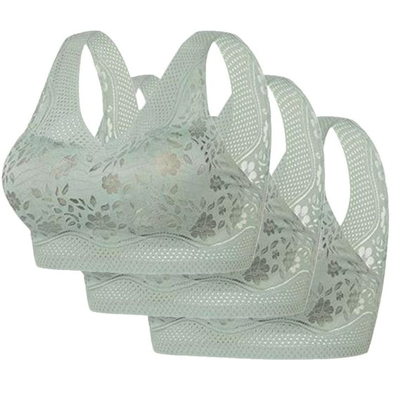 iHPH7 3pcs Bralettes for Women, Bralette Pack, Wireless Bras for Women, Breathable Bras for Women, Bralettes for Women with Support, Sleep Bra, Seamless Bralettes for Women, Green2 XL