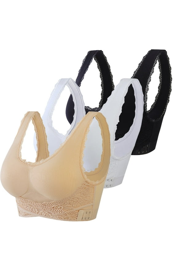 3pcs Push Up Bra, Bras for Women Pack, Bras for Women No Underwire, Comfortable Bras for Women, Full Coverage Bras for Women, Red XL