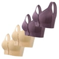 thumbnail image 1 of iHPH7 4 Pack Bra Front Closure for Women Convenient Snap Closing Bra Front Clasp Floral Print Supportive Convenient Bralettes Post Surgery Bra Padded Bras for Women Q 52, 1 of 8