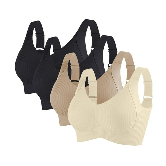 iHPH7 4pcs Womens Underwear Seamless, Bralettes for Women, Bras for Women No Underwire, Bras for Women Pack, Comfortable Bras for Women, BB M