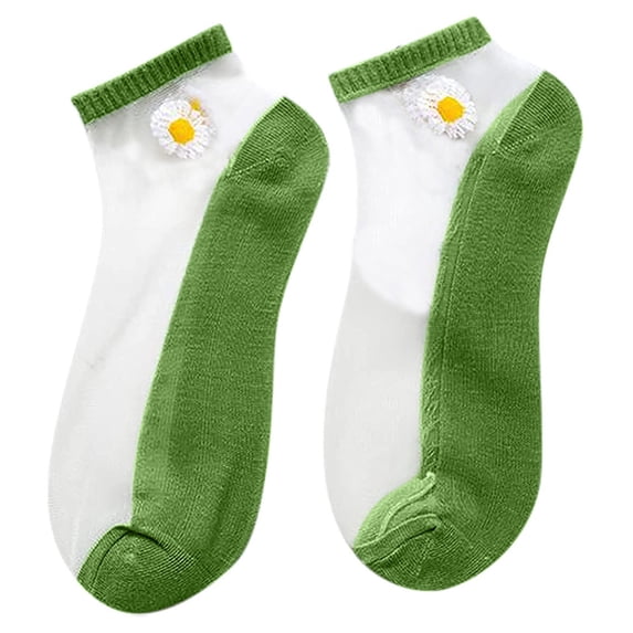 iHPH7 5 Pairs of Socks Sheer Socks Breathable Socks Women Mesh Socks Casual Socks for Women Low Cut Socks Women Comfortable Socks for Women Ankle Socks for Women Green One Size