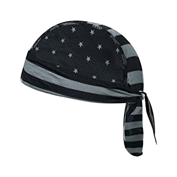 iHPH7 American Flag Pirate Bandana Skull Caps Cooling Dew Rags Helmet Liner Wicking Do Rags Head Wrap for Men Dark Gray One Size