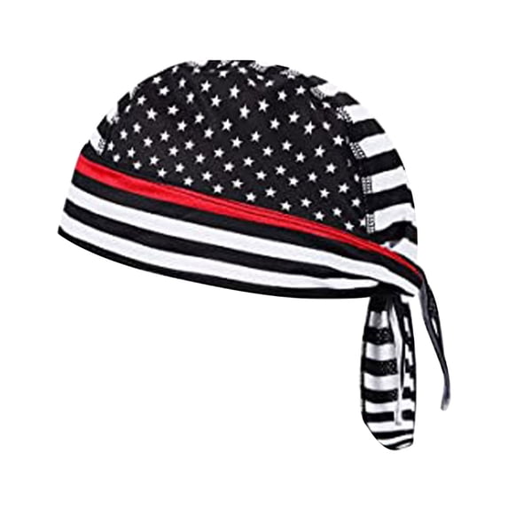 iHPH7 American Flag Pirate Bandana Skull Caps Cooling Dew Rags Helmet Liner Wicking Do Rags Head Wrap for Men Red One Size