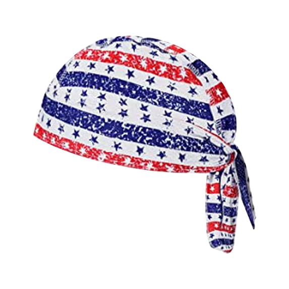 iHPH7 American Flag Pirate Bandana Skull Caps Cooling Dew Rags Helmet Liner Wicking Do Rags Head Wrap for Men Sky Blue One Size